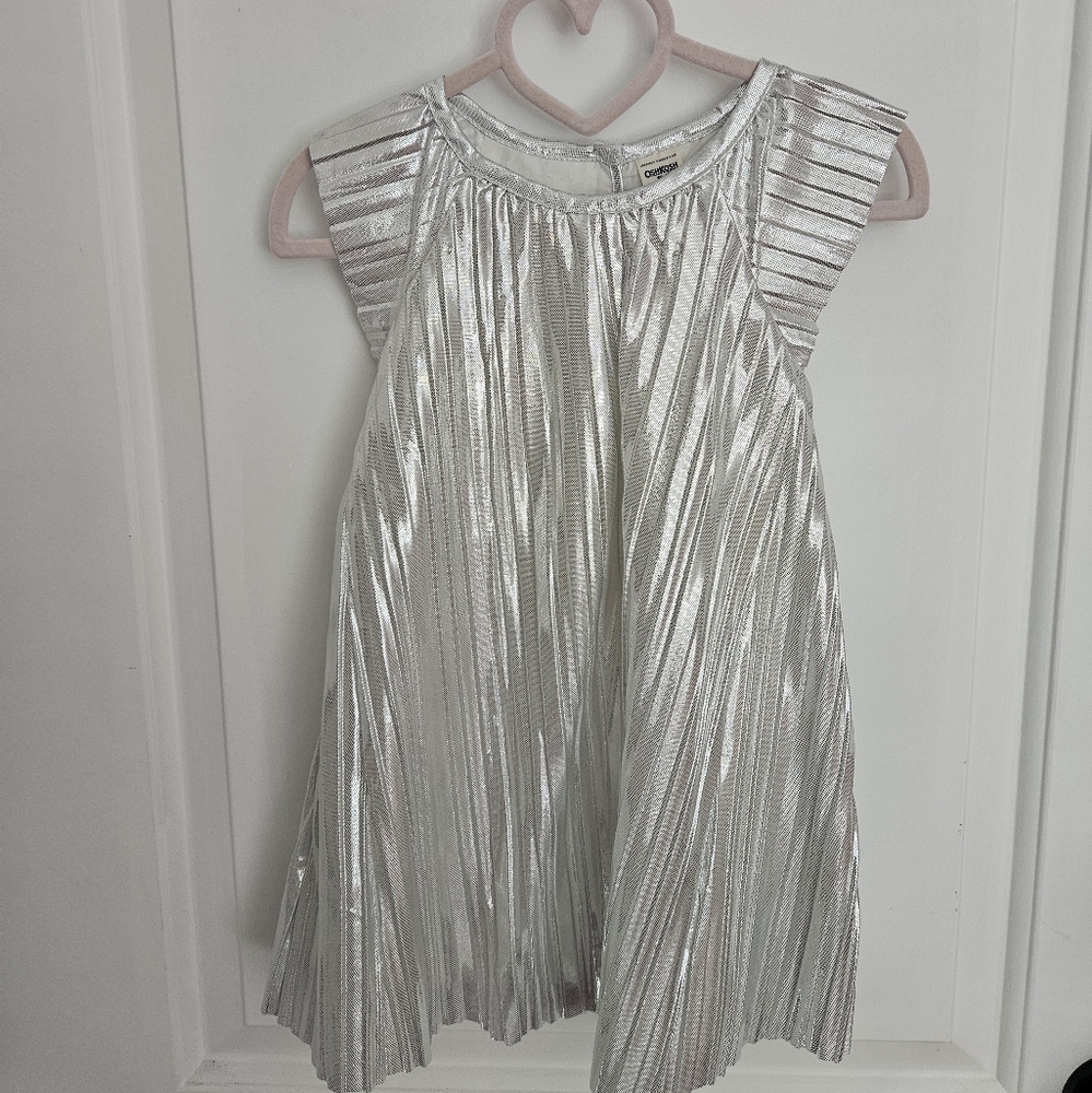 Osh KOSH Silver Pleated Kids Dress